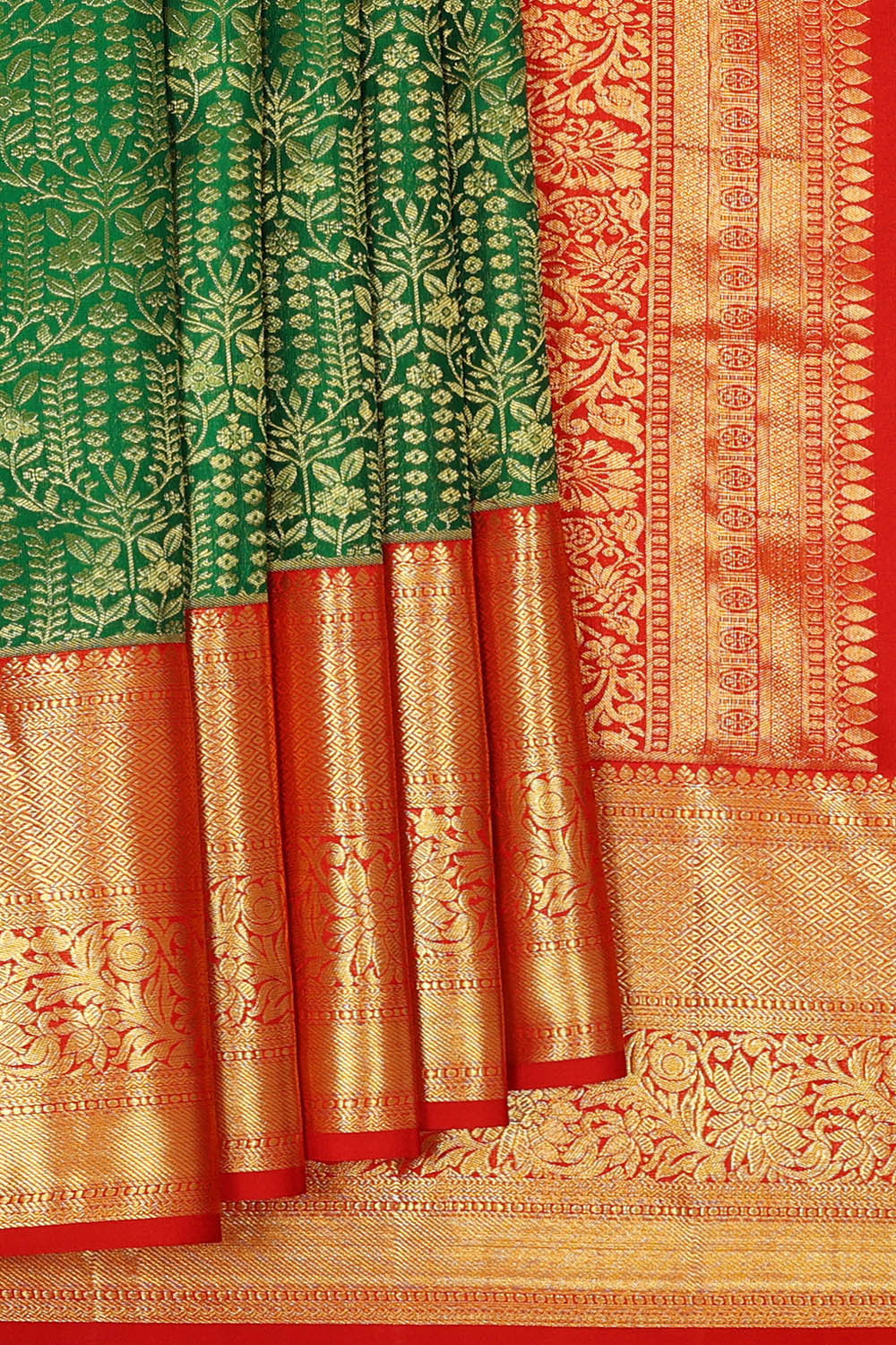 Image of Kanchipattu Dark Green Brocade Saree